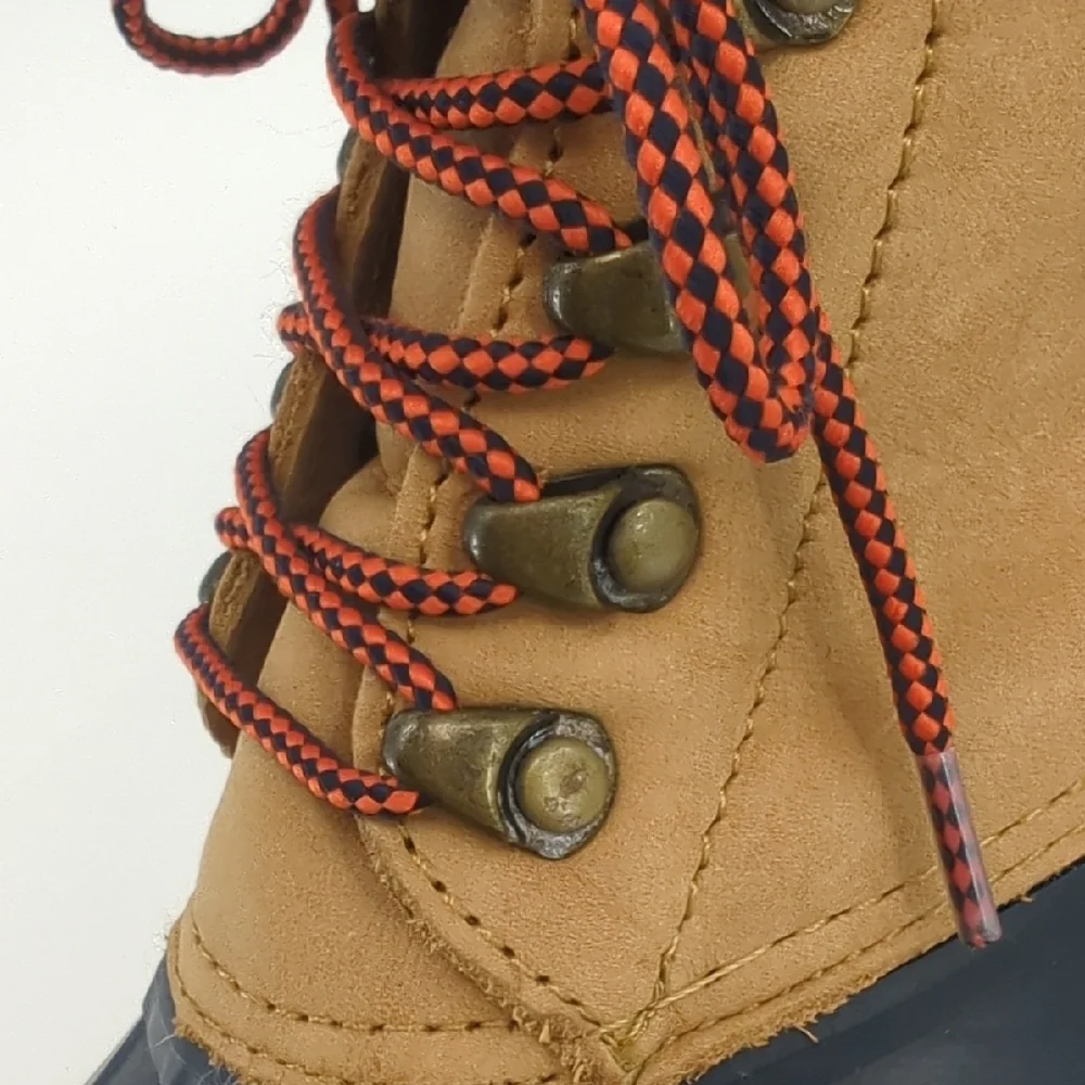 SPERRY Shearwater Winter Waterproof Wool Leather Duck Boots Sz 7.5 Tan/Navy